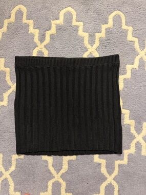 Guizio Black Ribbed Knit Mini Skirt